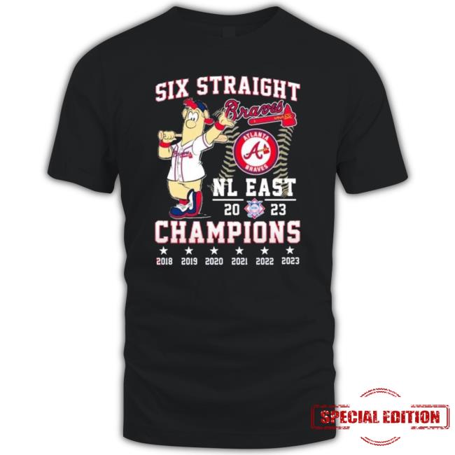 Blooper Six Straight Nl East Champions 2023 Atlanta Braves Shirt